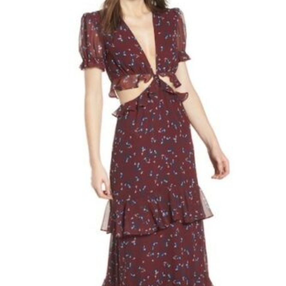 Wayf Laviana Maxi Dress Size M Cutout Floral